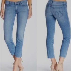 MOTHER Straight Leg Cropped Jeans in Light Blue